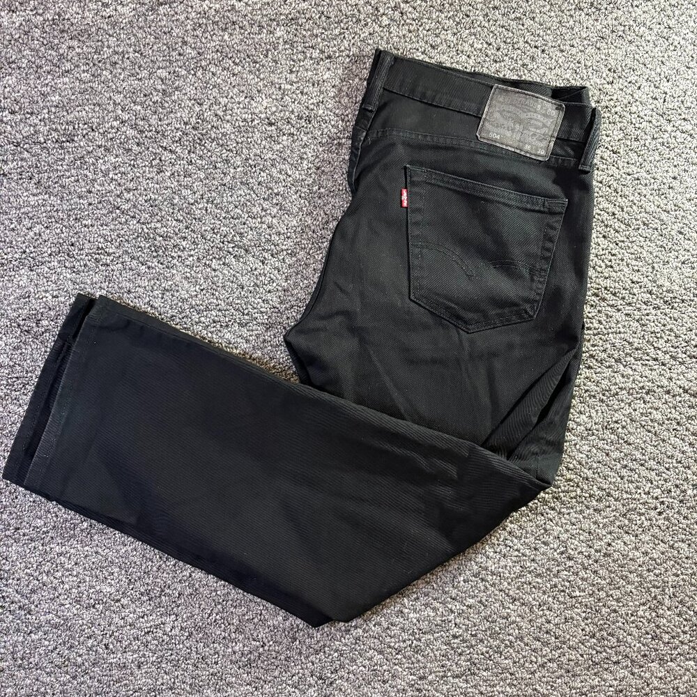Levi’s 504 Jeans Men’s W36 L30 Black Charcoal Regular Straight Fit Zip Fly